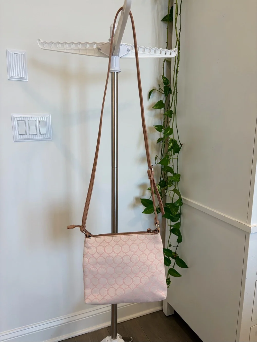 Nine West Pink Crossbody with Tan Trim